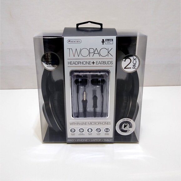 Sentry Two Pack Headphone & Earbud In-Line Microphones iPad iPhone Laptop Tablet - Picture 1 of 6